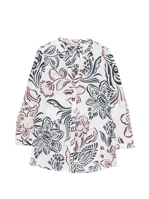 Camicia donna Emme Marella in mussola stampata bianco e fiori EMME Marella | GIURATO001